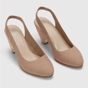Eileen Fisher Milla Slingback Heel Tumbled Nubuck Leather Tan Latte Size 7M NWT
